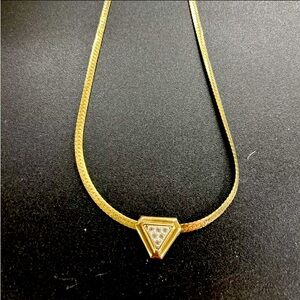 Elegant Gold tone Necklace with cz  Diamond Accent Avon vintage